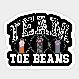 Team Toe Beans Cat Person Football Paws Sticker